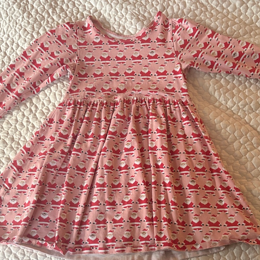Pink Chicken Festive Santa Kids Dress